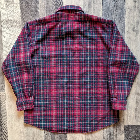 Pendleton Vintage Plaid Wool Button-Up Shirt Red XL - Picture 2 of 6